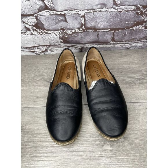 Charix Black Leather Ivory Classic Slip On Loafers Flats Shoes Women 36EU/6M US - Picture 13 of 16